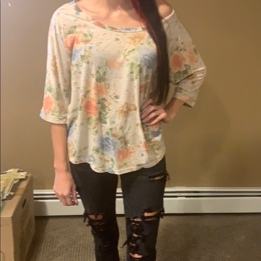 tan blouse